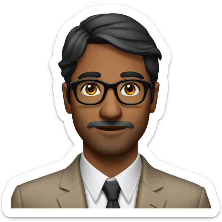 indian man in 20s with slightly longer face without mustache and black tomford glasses sticker