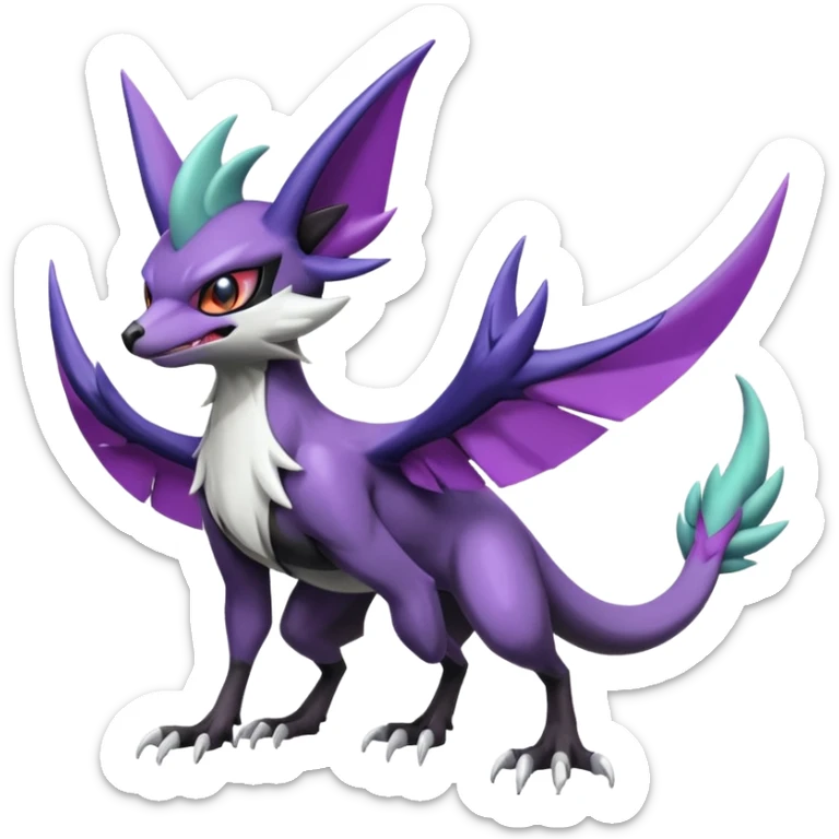 Shiny Noibat-Noivern-Mightyena-Silvally-Fakémon-hybrid-creature (full body)  sticker