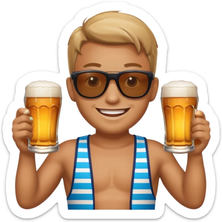 the pool should be made out of beer, and the otther should be in the pool which is a beer pool sticker