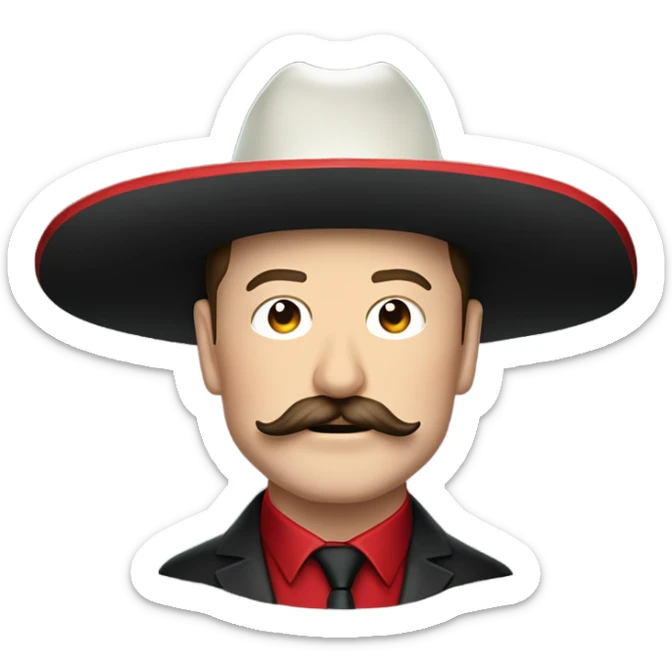  Elon musk eloncho with big mustache and black sombrero mexican hat and Tesla logo red green white Mexican shirt Tesla symbol token sticker
