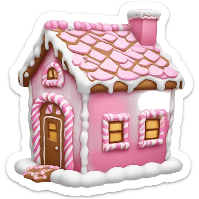 A pink gingerbread house sticker