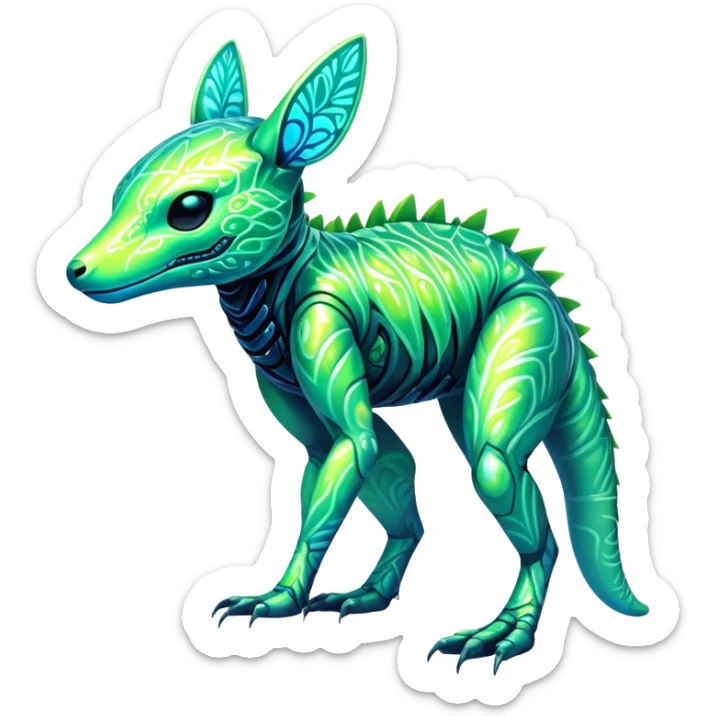 Tropical futuristic lush cool edgy neon Fionbri-Vernid-Elgyem-creature (full body) sticker