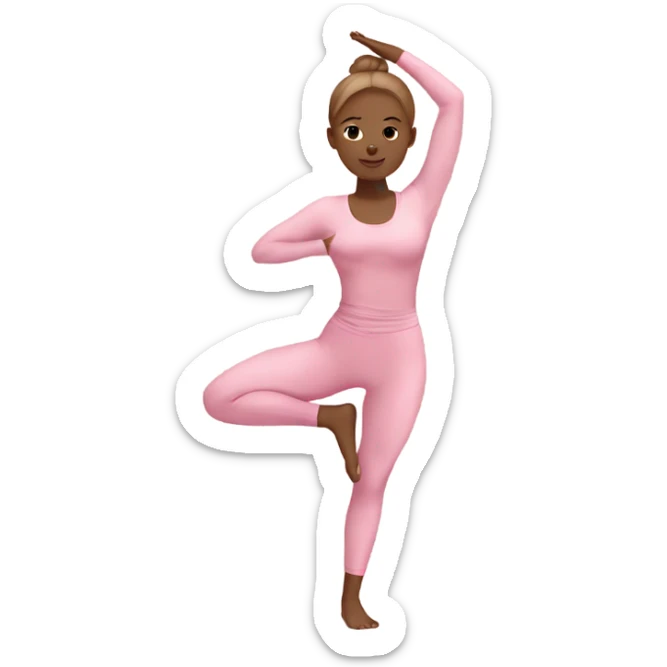 girl doing yoga in pink yoga outfit with light brown hair sticker