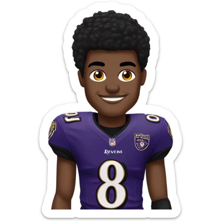 the football player lamar jackson in a raven’s jersey  sticker