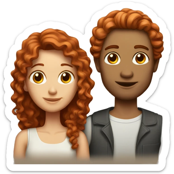 Red haired couple woman with long hair man with short curly hair sticker