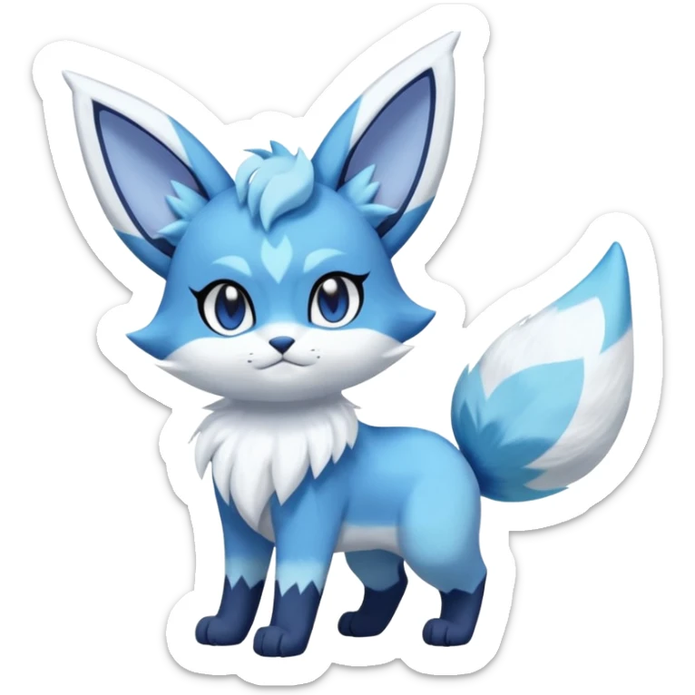 Glaceon-Purrloin-Meowstic-Fakémon-hybrid-creature (full body)  sticker
