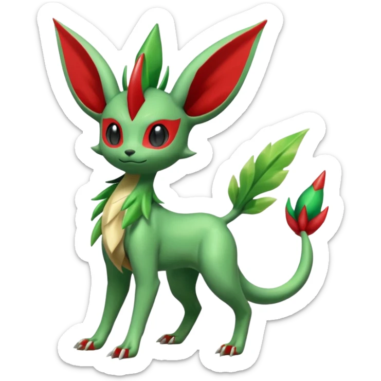 Shiny Aural Leafeon-Keldeon-Celebi-Salandit-Fakémon-fusion (full body) sticker