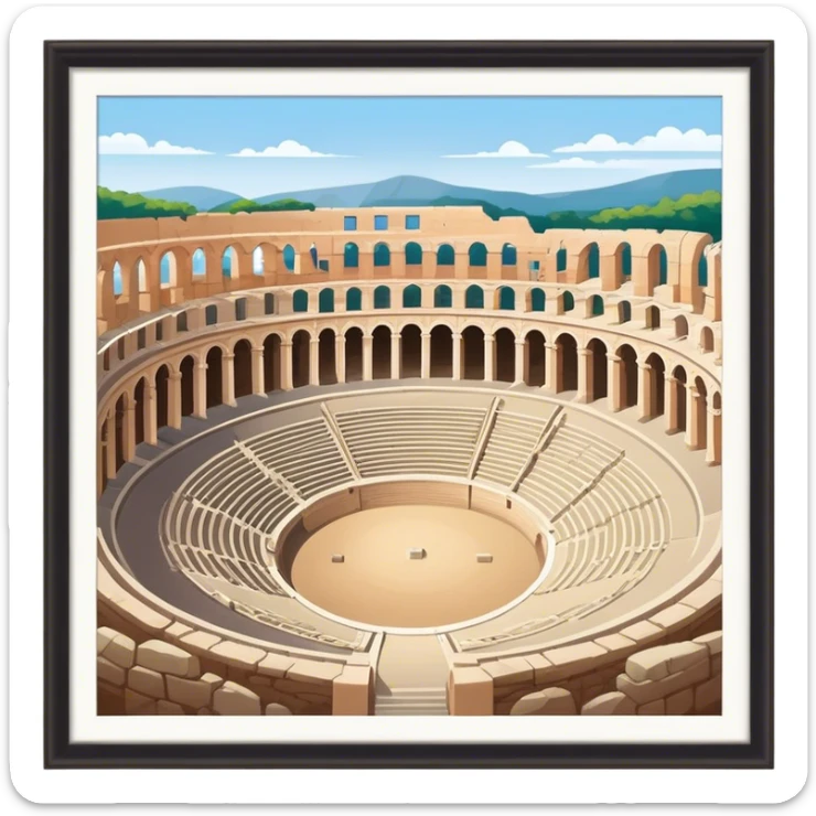 Pula Arena Landmark Emoji – Depicting the Roman amphitheater with its large stone arches. sticker