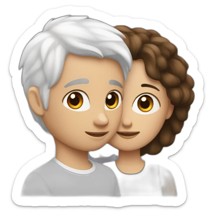 Une fille blanche et brune et un garçon métisse aux cheveux noirs sont amoureux sticker