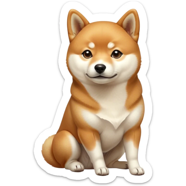 Cinematic Noble Shiba Inu Portrait Emoji, Poised and regal, with a compact, agile build and a well-groomed with a creamy underbelly, deep-set soulful brown eyes, Simplified yet sharp and sophisticated features, highly detailed, glowing with a soft, dignified glow, high shine, intelligent and spirited, stylized with an air of elegance, focused and attentive, soft glowing outline, capturing the essence of a watchful and confident companion, so majestic it feels as though it could prance out of the screen with effortless authority! sticker
