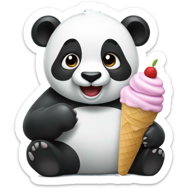 Panda eating ice cream sticker