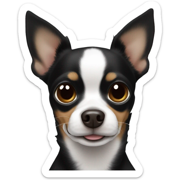 Black chihuahua mix with very large ears and brown eyes and some white hairs  sticker