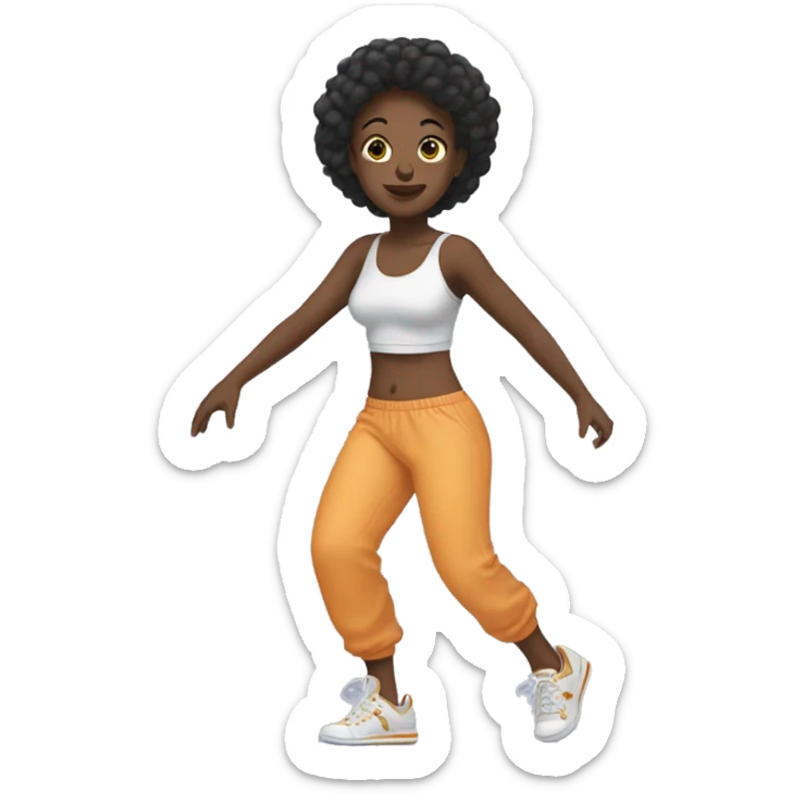 Girl dancing in bra top and parachute pants in sneakers  sticker