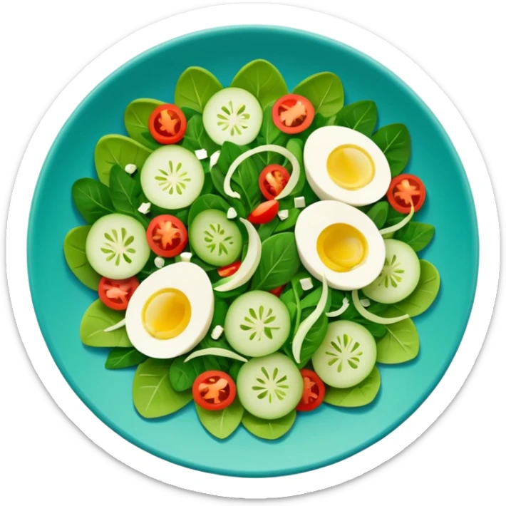 Salad community avatar in clean style illustration. Classic salads like Olivier, Greek or Tashkent, vibrant greens and colorful ingredients, simple shapes, flat design, high contrast, fresh and inviting. sticker