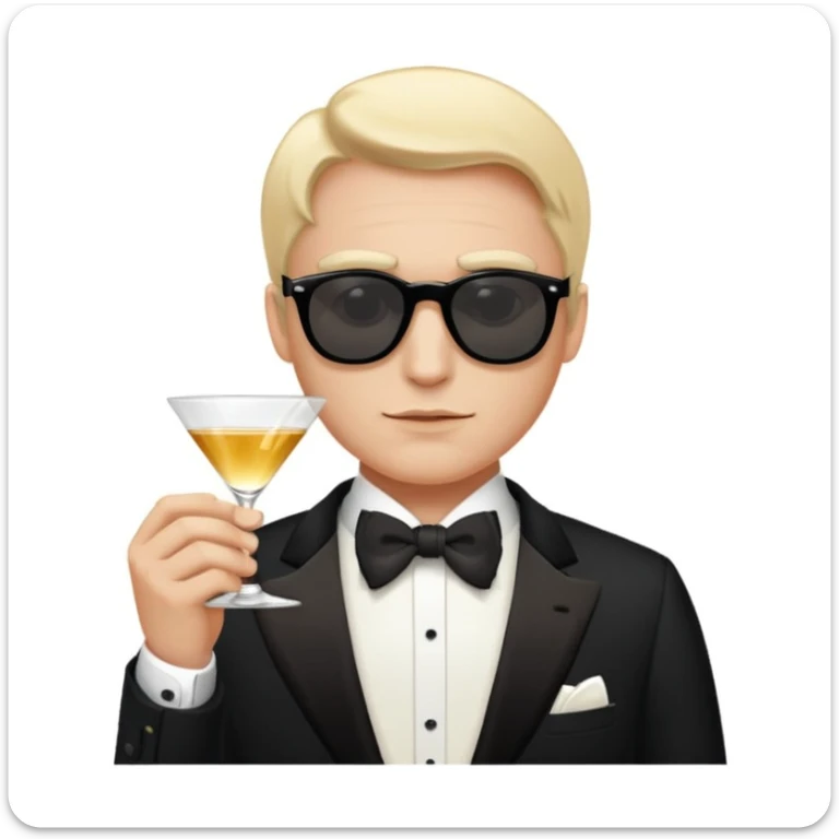 emoji de cantor de música clássica com vibe old money, Nova York, Hamptons, usando smoking, expressão elegante, fundo luxuoso sticker