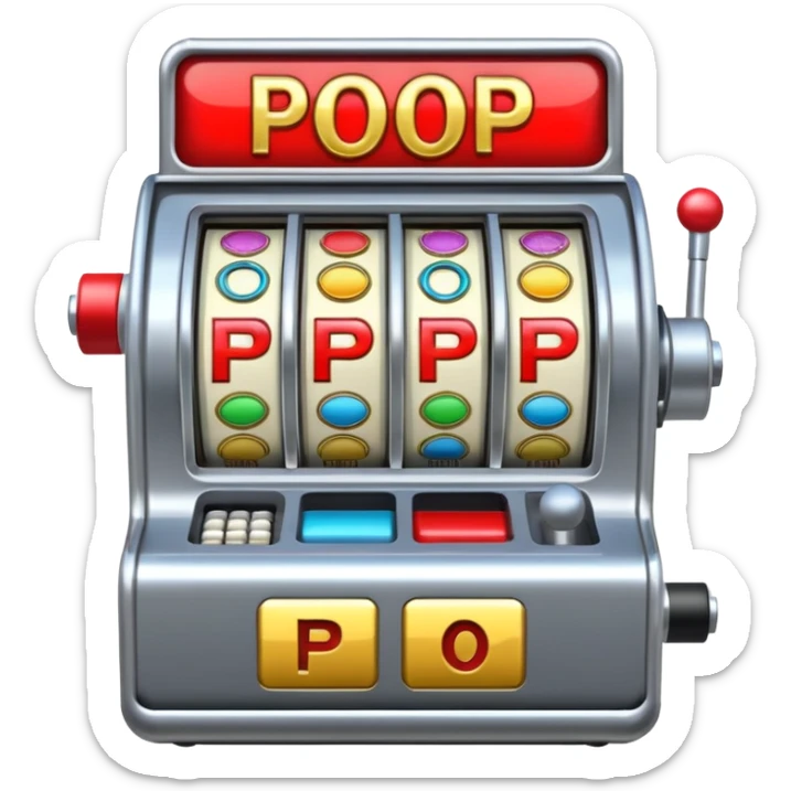 Slot machine, classic, 5 reels, nothing written on it, the symbols shown are not 7s, but in order letters P, R, O, P, O sticker
