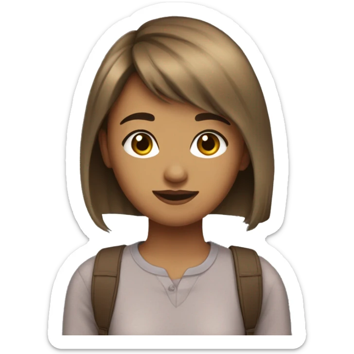 a malaysian-indian teenage girl with short hair and light brown highlings and bangs sticker