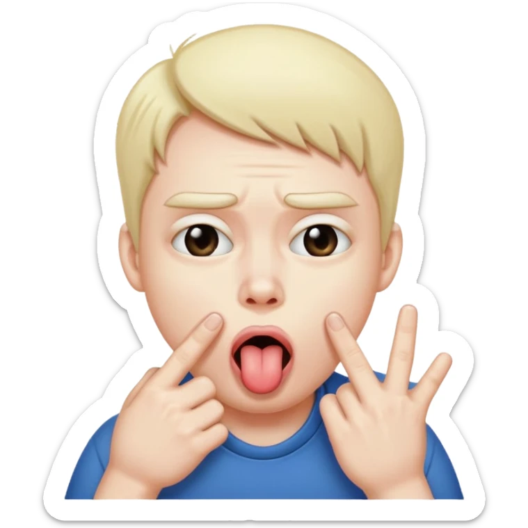 Quelqu’un ou quelque chose de bizarre qui tire la langue en tirant ses joue avec ses doits en mode t’a trop le seum sticker