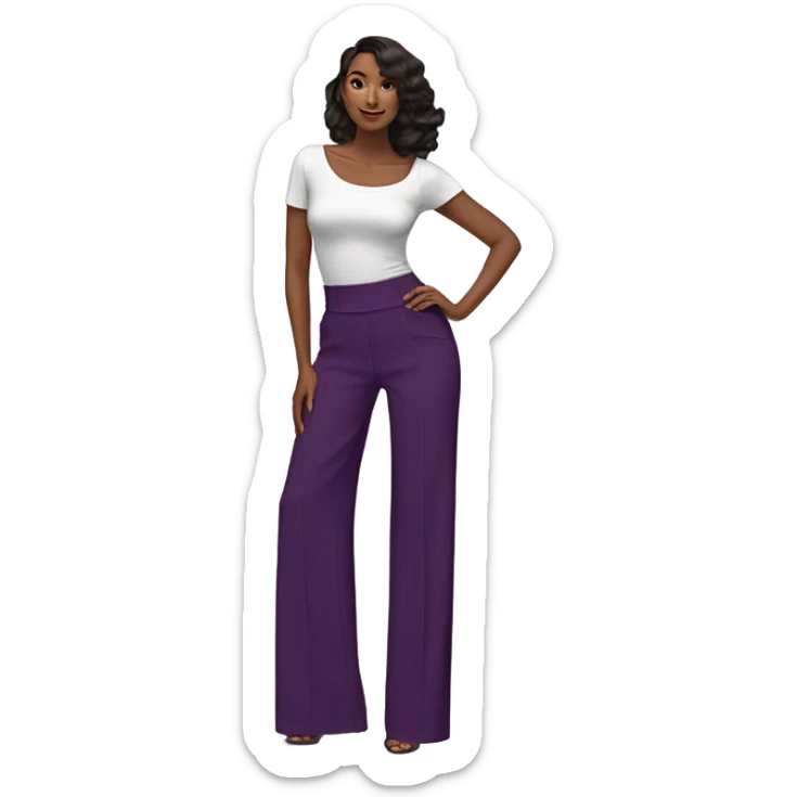 Realistic isolated pair of high waist long wide leg dressy casual pants in purple sticker