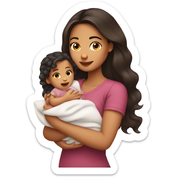 hispanic girl holding 2 month old baby girl sticker
