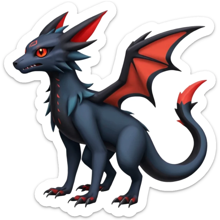 Spooky Nargacuga-Salandit-Umbreon-Noibat-Noivern-Silvally-Pokémon-Fakémon-fusion (full body) sticker