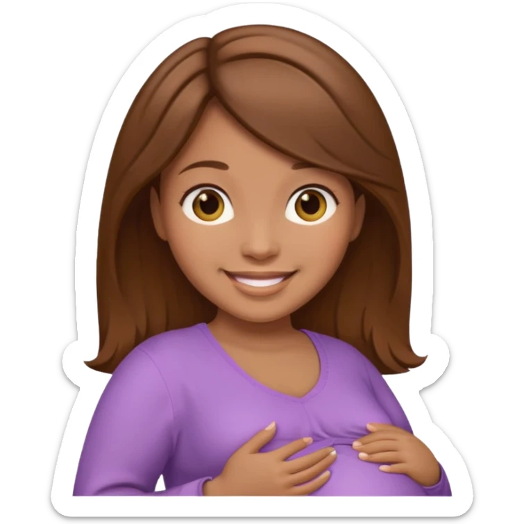 Pregnant Woman with brown hair and light brown skin sticker