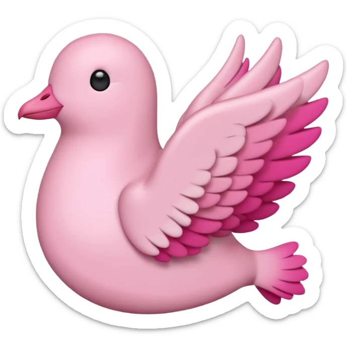 a minimalist emoji of a pink peace dove with pink hearts around it sticker