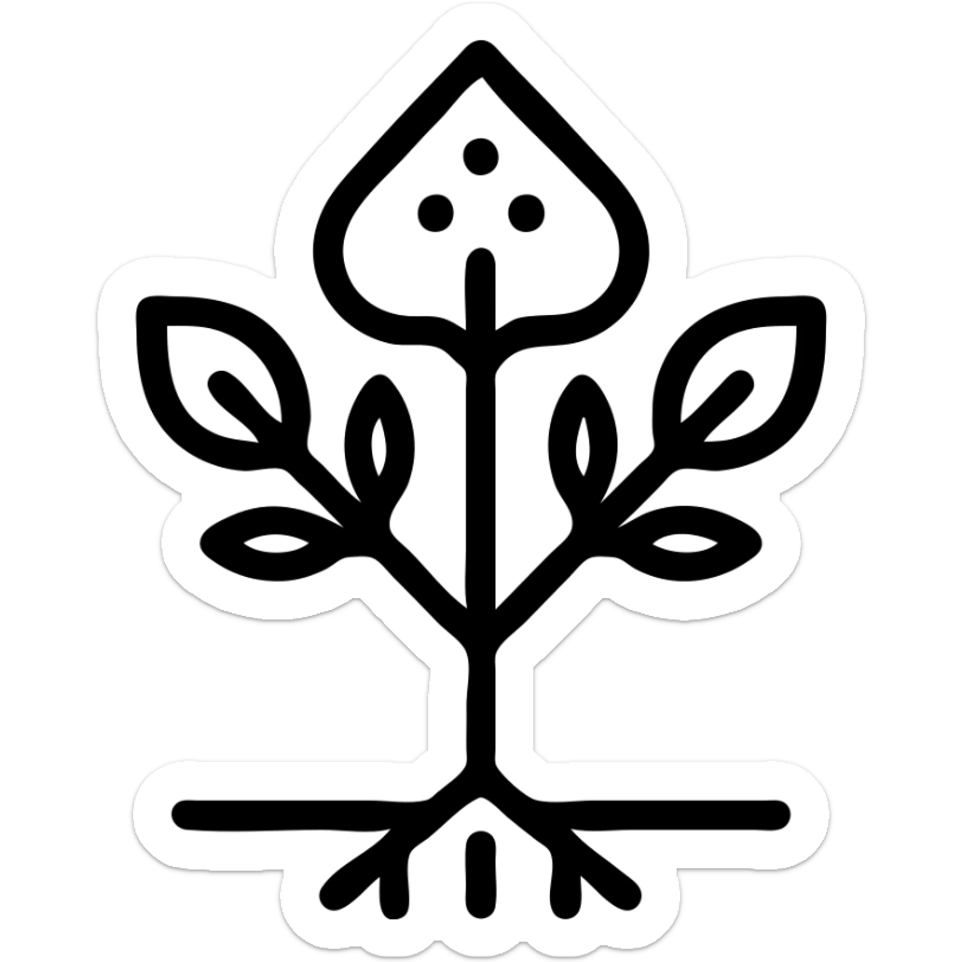 tree growing from the ground, Slavic folk art style, minimal detail, traditional neutral folk art palette, suitable for favicon, logo, and emoji sticker