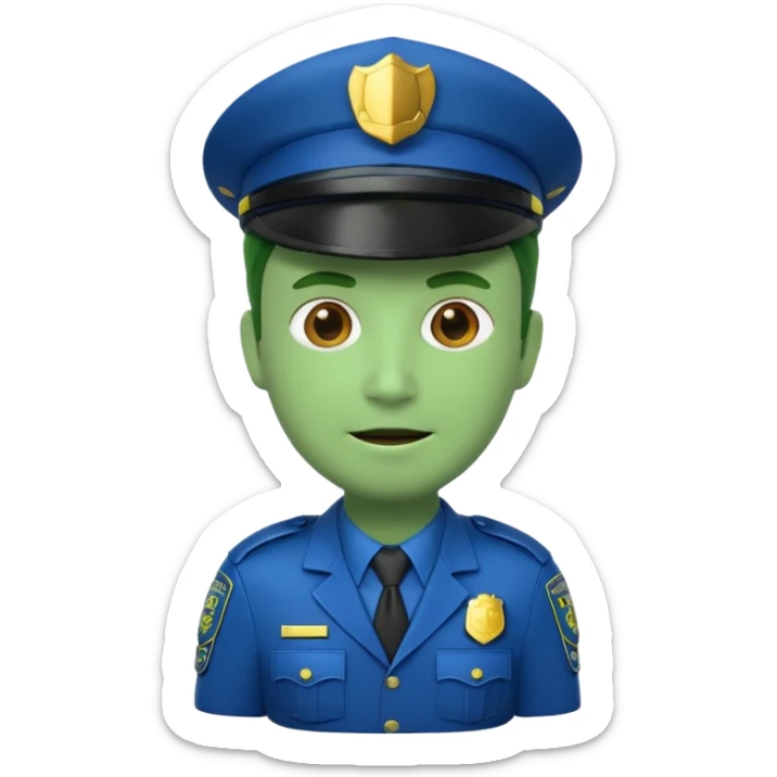3d emoji man with green police cap and green police suit  sticker