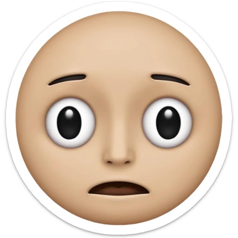black circle face emoji, no mouth, two unsettling eyes, not realistic sticker