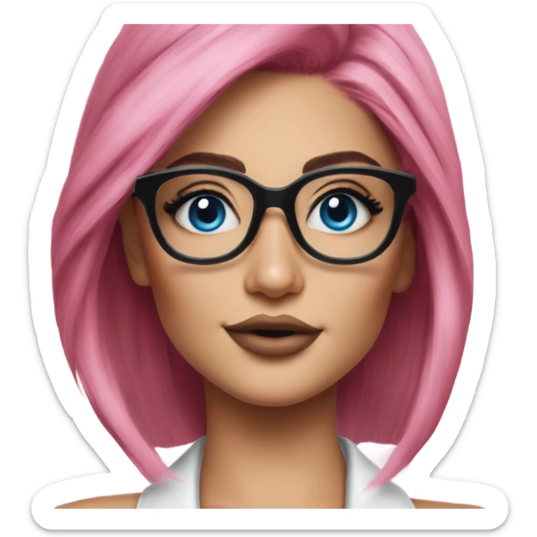 Photo Realistic kylie jenner stylish pink hair BLUE eyes and glasses elegant  sticker