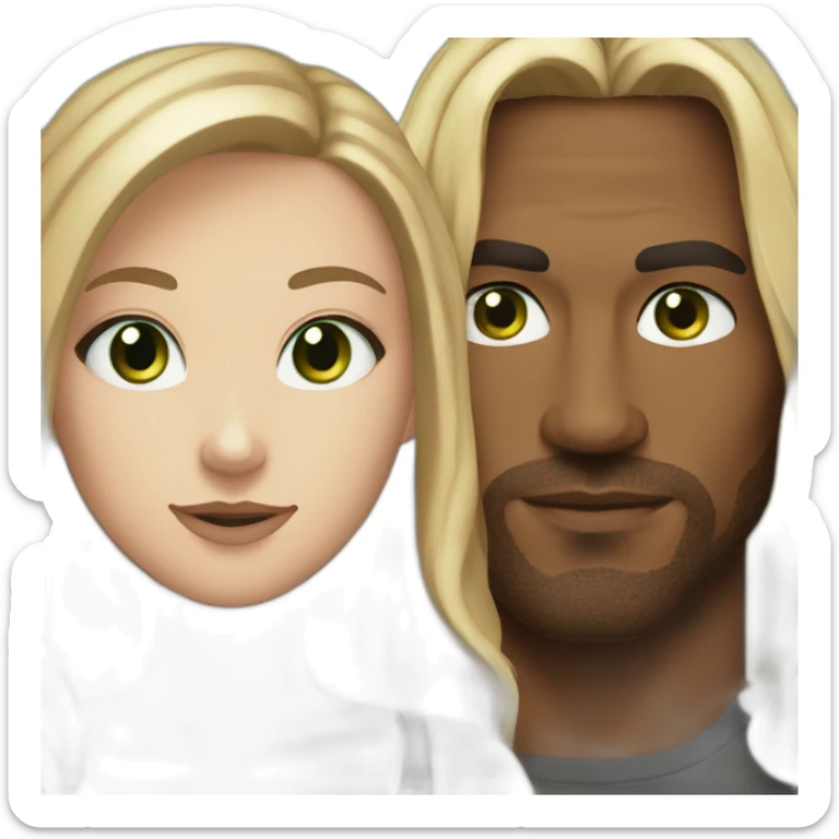 Dwayne Jhonson and White girl green eyes ans very long dark blond hair sticker