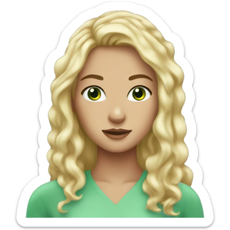 blonde hair green eyes freckles woman sticker