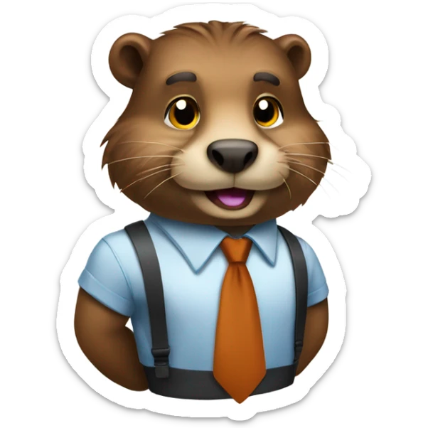 Make an emoji with a reliable look like an animal beaver wearing a shirt and being a business professional sticker
