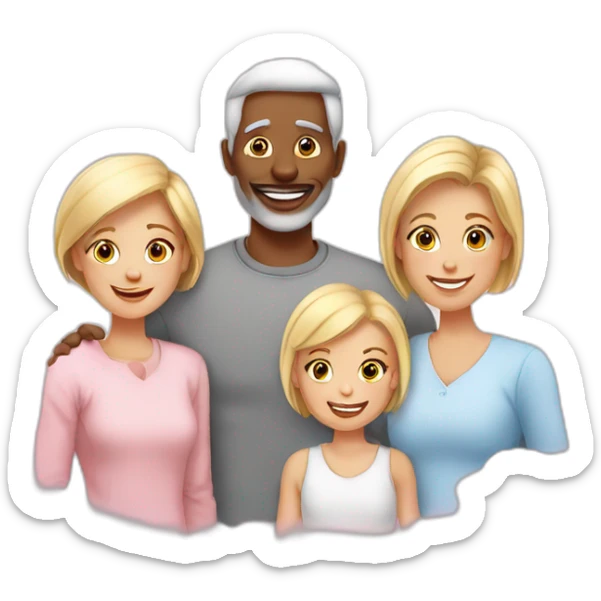 Famille blanche. Maman et papa et 3 filles enfants sticker