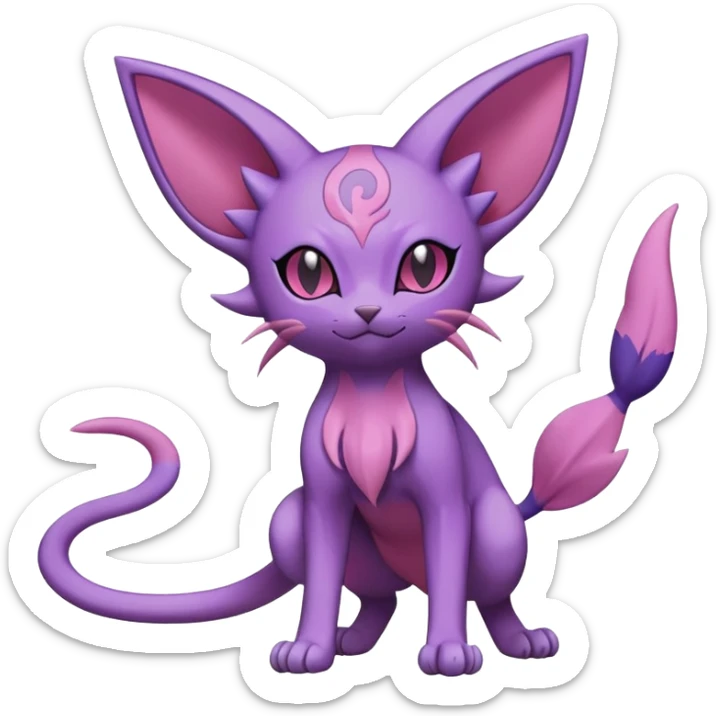 Purrloin-Espeon-Skitty-Pokémon-Fakémon-hybrid-creature (full body) sticker