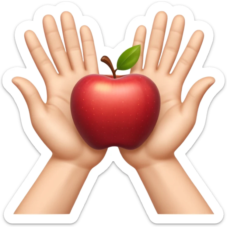 A 3D emoji in iOS emoji aesthetic style showing two cartoon hands held apart, palms facing inward, as if indicating something large or wide. Soft realistic skin tone, expressive and cheerful pose, clean white background, glossy Apple-style rendering. sticker