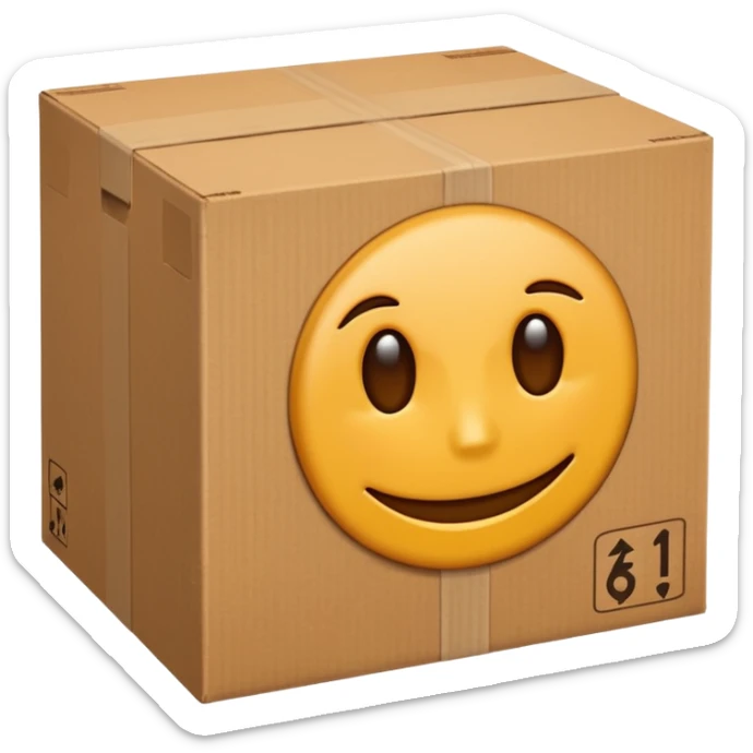emoji de un simbolo de prohibido y que esté sobre una caja de cartón de envío sticker