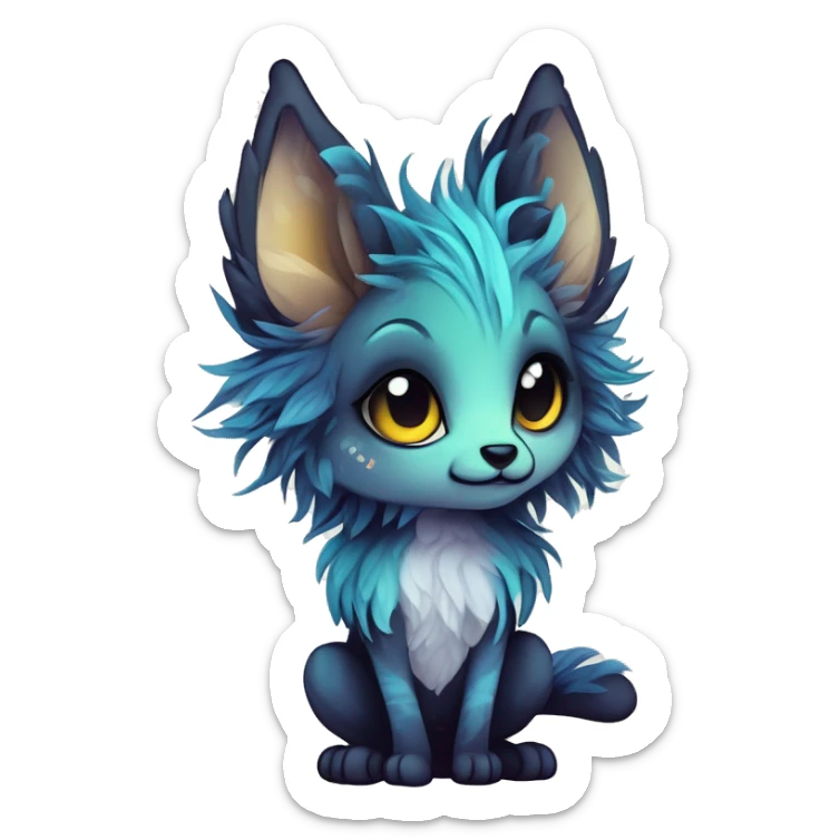 cute Kawaii edgy ethereal shy epic fantasy animal fursona Fionbri creature by griffsnuff & LiLaiRa & Falvie with exotic colors full body sticker