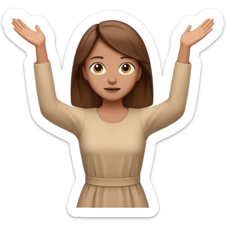 fullbody Lazarus's sister, Jesus's friend, brown hair, beige dress, normal emoji style, arms open sticker