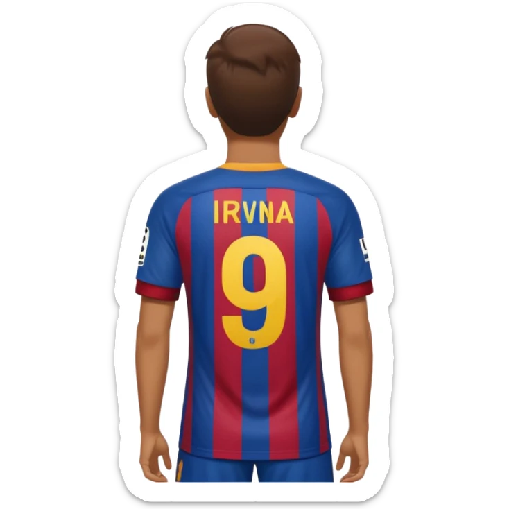 buat costum hanya pakaian dan dari belakang barcelona nama punggung irvina dan nomor punggung 9 sticker