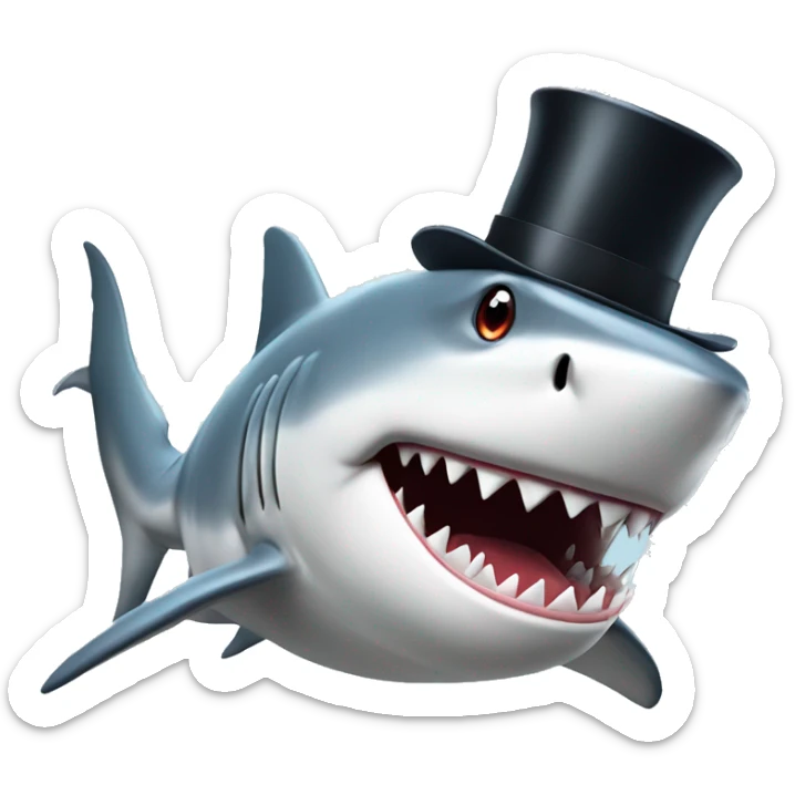 Shark with a top hat sticker