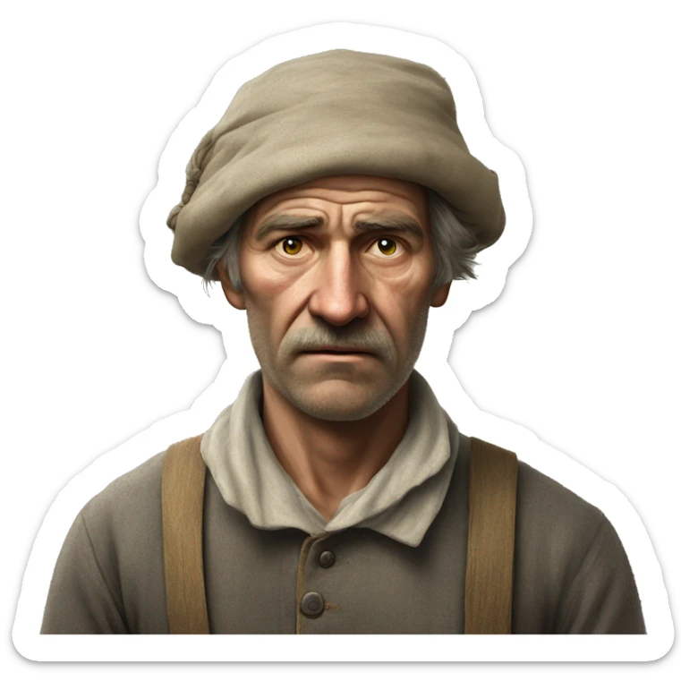peasant in an old shirt during the 1917 revolution in russia photorealistic serious sticker