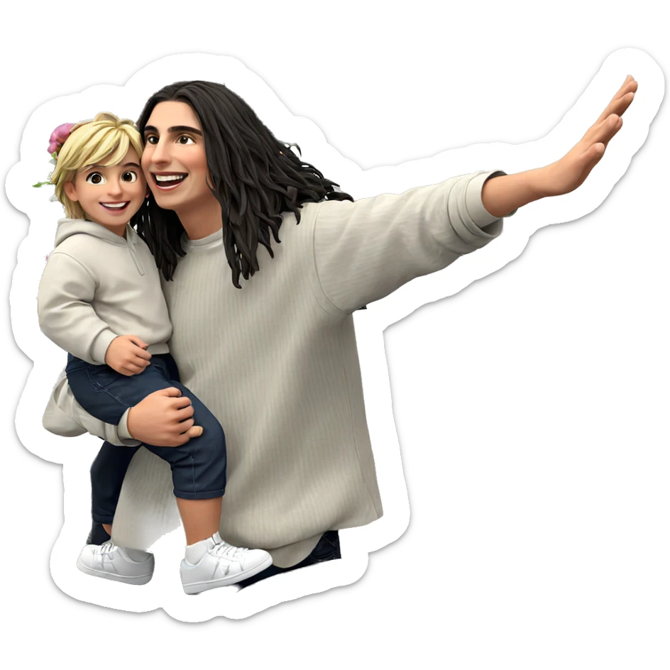 boys with smiles and flowers sticker