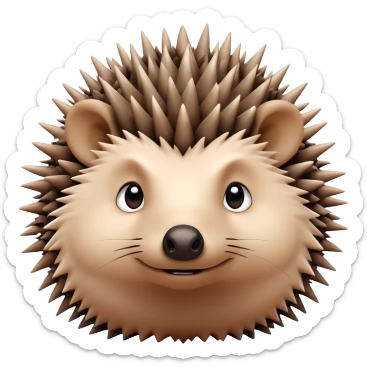 really cute confused hedgehog face with wooden thorny bramble stem wrapped around its forehead, spiky asymmetric thorns, no leaves, only face and neck visible sticker
