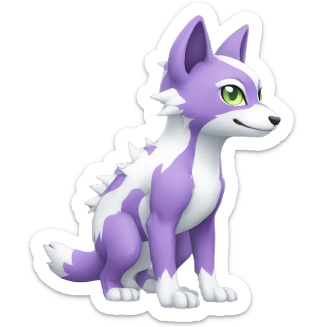 Cute cool green white purple animal hybrid Fakemon full body sticker