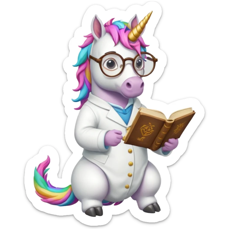Unicorns read book
A full body of scholar unicorn wearing round glasses, reading a thick ancient tome.












 sticker
