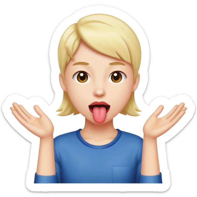 Tongue out hands to the side sticker