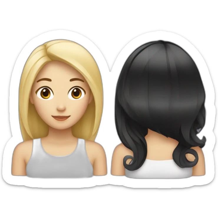 Une asiatique au cheveux noir et une fille blonde sticker