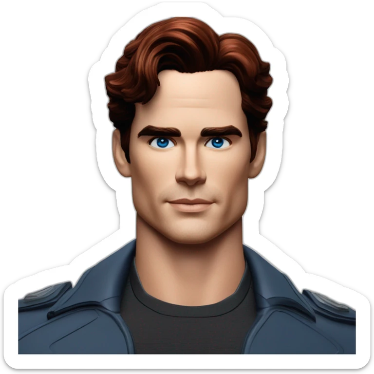 Matt bomer space captain Blue eyes very neat gelled back fully red hair handsome chiselled jaw sharp cheekbones sharp nose sticker
